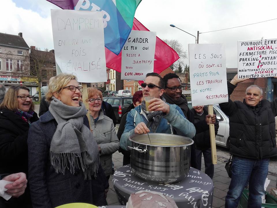 Le PTB se mobilise contre la fermeture du restaurant social Côté jardin à Dampremy